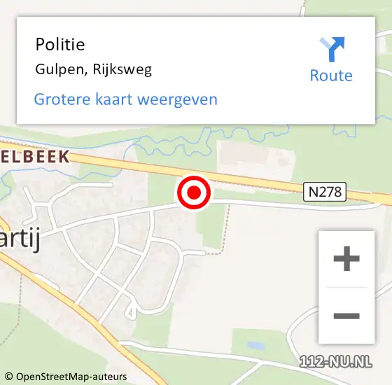 Locatie op kaart van de 112 melding: Politie Gulpen, Rijksweg op 5 augustus 2024 18:45