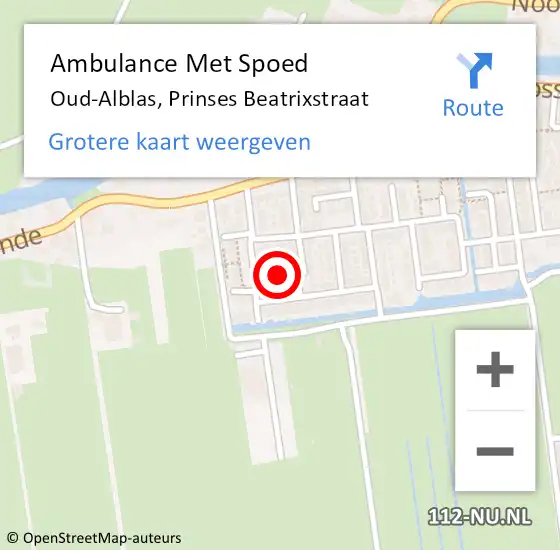 Locatie op kaart van de 112 melding: Ambulance Met Spoed Naar Oud-Alblas, Prinses Beatrixstraat op 5 augustus 2024 19:04