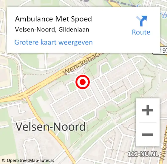 Locatie op kaart van de 112 melding: Ambulance Met Spoed Naar Velsen-Noord, Gildenlaan op 5 augustus 2024 19:33