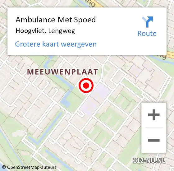 Locatie op kaart van de 112 melding: Ambulance Met Spoed Naar Hoogvliet, Lengweg op 5 augustus 2024 19:33