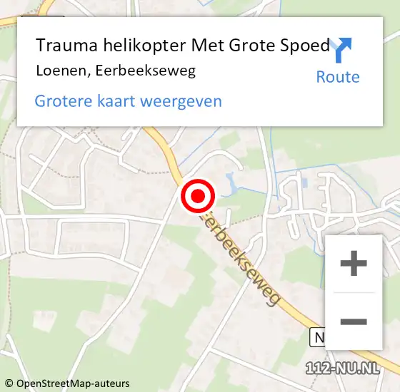Locatie op kaart van de 112 melding: Trauma helikopter Met Grote Spoed Naar Loenen, Eerbeekseweg op 5 augustus 2024 19:38