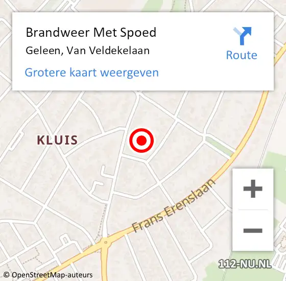 Locatie op kaart van de 112 melding: Brandweer Met Spoed Naar Geleen, Van Veldekelaan op 5 augustus 2024 20:18