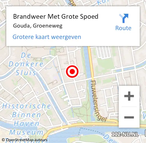 Locatie op kaart van de 112 melding: Brandweer Met Grote Spoed Naar Gouda, Groeneweg op 5 augustus 2024 20:24