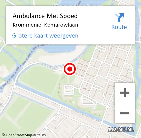 Locatie op kaart van de 112 melding: Ambulance Met Spoed Naar Krommenie, Komarowlaan op 5 augustus 2024 20:43