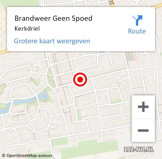 Locatie op kaart van de 112 melding: Brandweer Geen Spoed Naar Kerkdriel op 5 augustus 2024 20:45