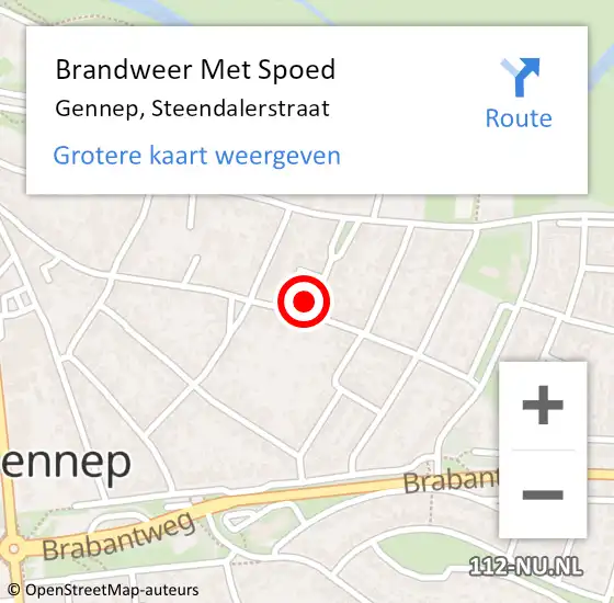 Locatie op kaart van de 112 melding: Brandweer Met Spoed Naar Gennep, Steendalerstraat op 5 augustus 2024 20:57