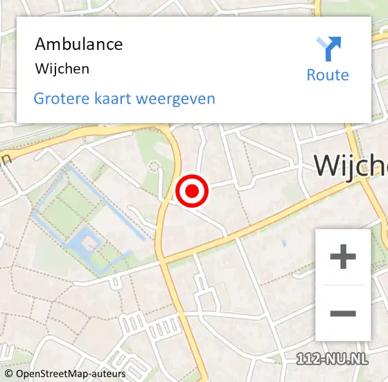 Locatie op kaart van de 112 melding: Ambulance Wijchen op 5 augustus 2024 21:07