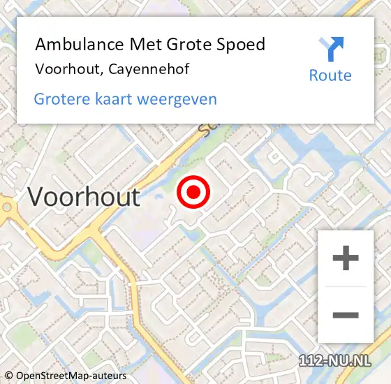 Locatie op kaart van de 112 melding: Ambulance Met Grote Spoed Naar Voorhout, Cayennehof op 17 oktober 2013 17:18