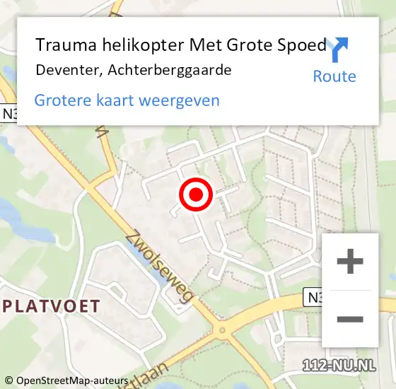 Locatie op kaart van de 112 melding: Trauma helikopter Met Grote Spoed Naar Deventer, Achterberggaarde op 5 augustus 2024 21:26