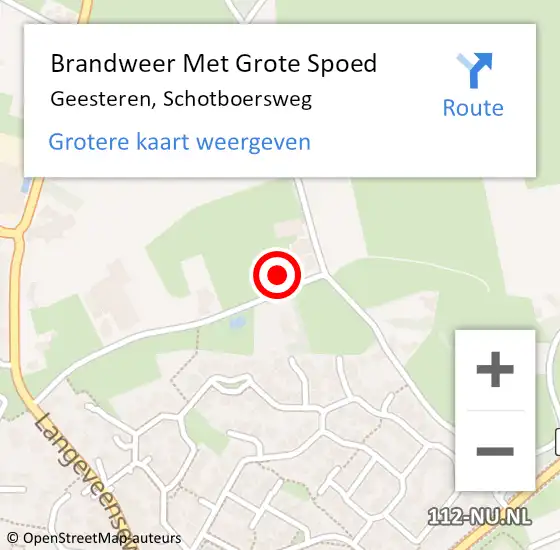 Locatie op kaart van de 112 melding: Brandweer Met Grote Spoed Naar Geesteren, Schotboersweg op 5 augustus 2024 21:39