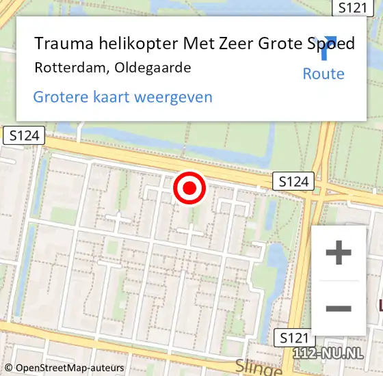 Locatie op kaart van de 112 melding: Trauma helikopter Met Zeer Grote Spoed Naar Rotterdam, Oldegaarde op 5 augustus 2024 21:47