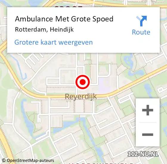 Locatie op kaart van de 112 melding: Ambulance Met Grote Spoed Naar Rotterdam, Heindijk op 5 augustus 2024 22:45