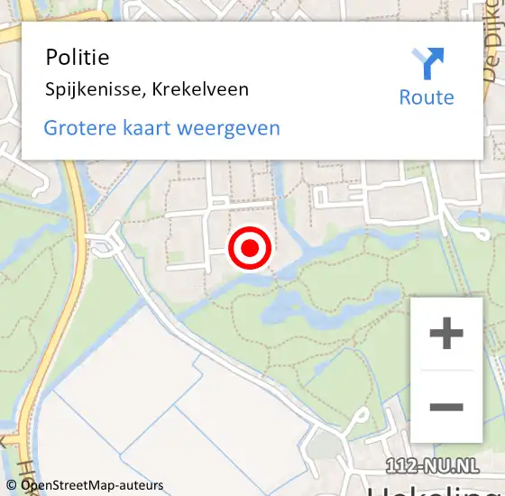 Locatie op kaart van de 112 melding: Politie Spijkenisse, Krekelveen op 5 augustus 2024 22:56