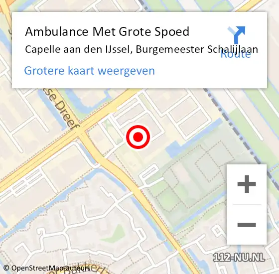 Locatie op kaart van de 112 melding: Ambulance Met Grote Spoed Naar Capelle aan den IJssel, Burgemeester Schalijlaan op 5 augustus 2024 23:30