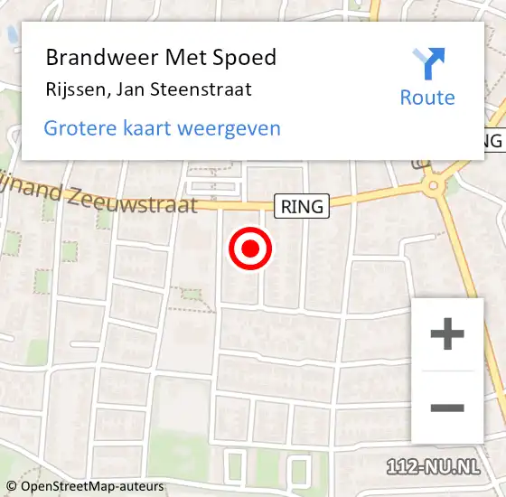 Locatie op kaart van de 112 melding: Brandweer Met Spoed Naar Rijssen, Jan Steenstraat op 5 augustus 2024 23:35