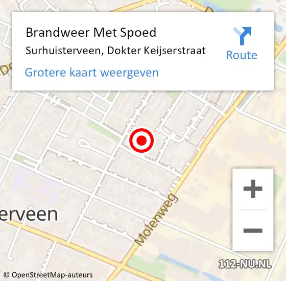 Locatie op kaart van de 112 melding: Brandweer Met Spoed Naar Surhuisterveen, Dokter Keijserstraat op 6 augustus 2024 00:00