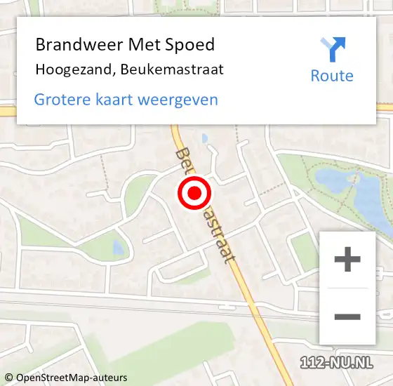 Locatie op kaart van de 112 melding: Brandweer Met Spoed Naar Hoogezand, Beukemastraat op 6 augustus 2024 00:00