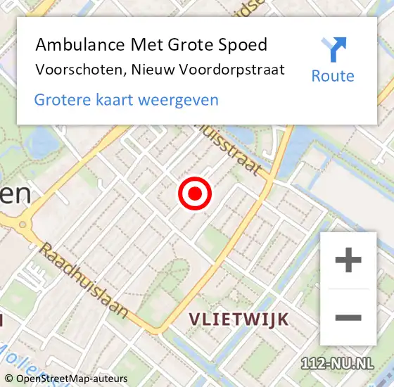 Locatie op kaart van de 112 melding: Ambulance Met Grote Spoed Naar Voorschoten, Nieuw Voordorpstraat op 6 augustus 2024 00:31