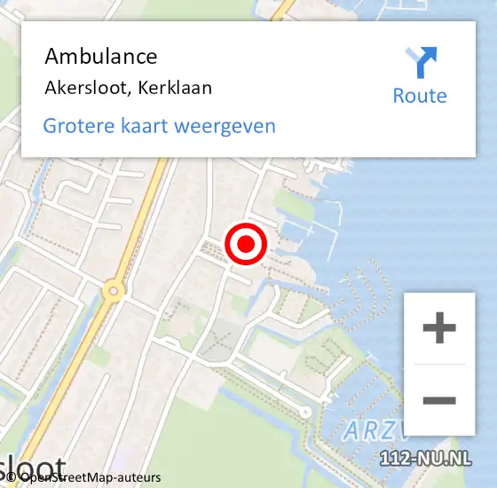 Locatie op kaart van de 112 melding: Ambulance Akersloot, Kerklaan op 6 augustus 2024 00:52