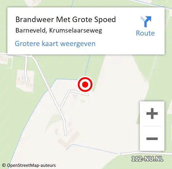 Locatie op kaart van de 112 melding: Brandweer Met Grote Spoed Naar Barneveld, Krumselaarseweg op 6 augustus 2024 01:21