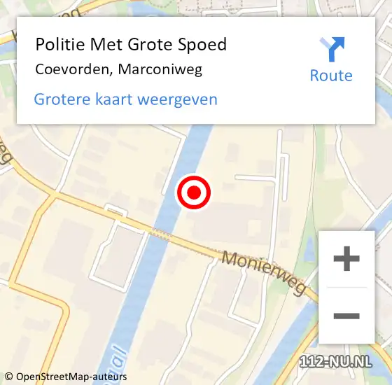 Locatie op kaart van de 112 melding: Politie Met Grote Spoed Naar Coevorden, Marconiweg op 6 augustus 2024 01:29