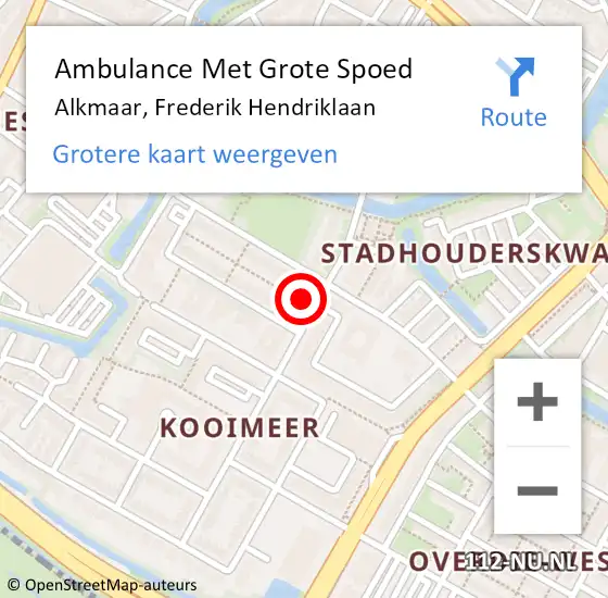 Locatie op kaart van de 112 melding: Ambulance Met Grote Spoed Naar Alkmaar, Frederik Hendriklaan op 6 augustus 2024 01:34