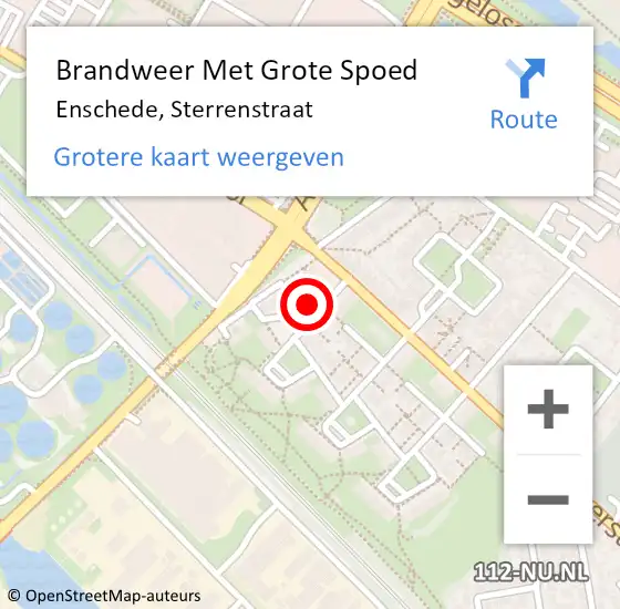 Locatie op kaart van de 112 melding: Brandweer Met Grote Spoed Naar Enschede, Sterrenstraat op 6 augustus 2024 01:34