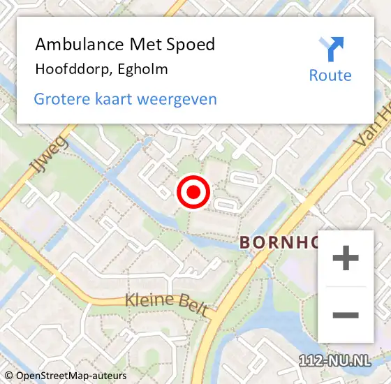 Locatie op kaart van de 112 melding: Ambulance Met Spoed Naar Hoofddorp, Egholm op 6 augustus 2024 02:32