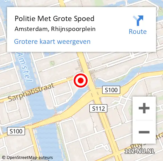 Locatie op kaart van de 112 melding: Politie Met Grote Spoed Naar Amsterdam, Rhijnspoorplein op 6 augustus 2024 03:21