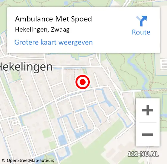 Locatie op kaart van de 112 melding: Ambulance Met Spoed Naar Hekelingen, Zwaag op 6 augustus 2024 04:09