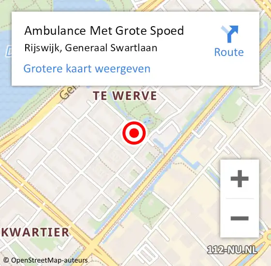 Locatie op kaart van de 112 melding: Ambulance Met Grote Spoed Naar Rijswijk, Generaal Swartlaan op 6 augustus 2024 04:12