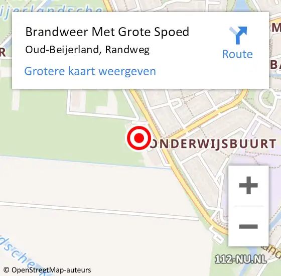 Locatie op kaart van de 112 melding: Brandweer Met Grote Spoed Naar Oud-Beijerland, Randweg op 6 augustus 2024 04:55