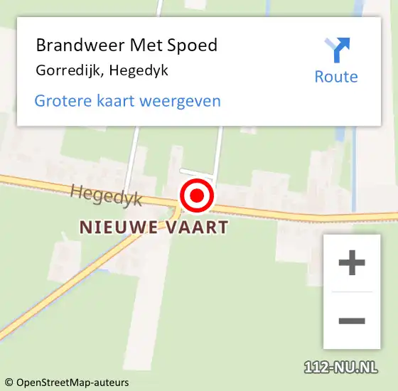 Locatie op kaart van de 112 melding: Brandweer Met Spoed Naar Gorredijk, Hegedyk op 6 augustus 2024 06:06