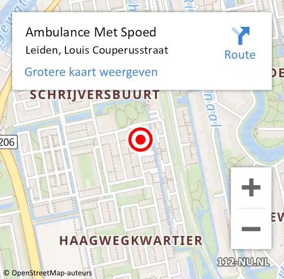 Locatie op kaart van de 112 melding: Ambulance Met Spoed Naar Leiden, Louis Couperusstraat op 15 oktober 2014 13:27