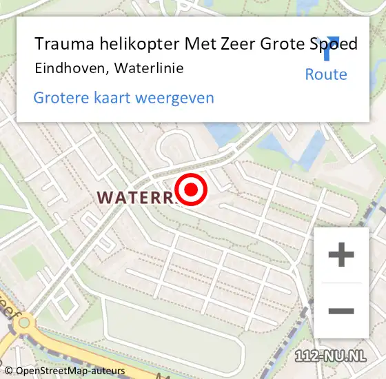 Locatie op kaart van de 112 melding: Trauma helikopter Met Zeer Grote Spoed Naar Eindhoven, Waterlinie op 6 augustus 2024 06:24