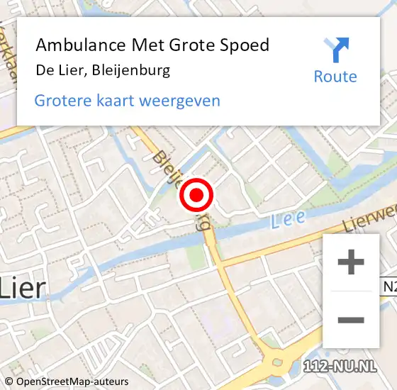 Locatie op kaart van de 112 melding: Ambulance Met Grote Spoed Naar De Lier, Bleijenburg op 6 augustus 2024 06:26