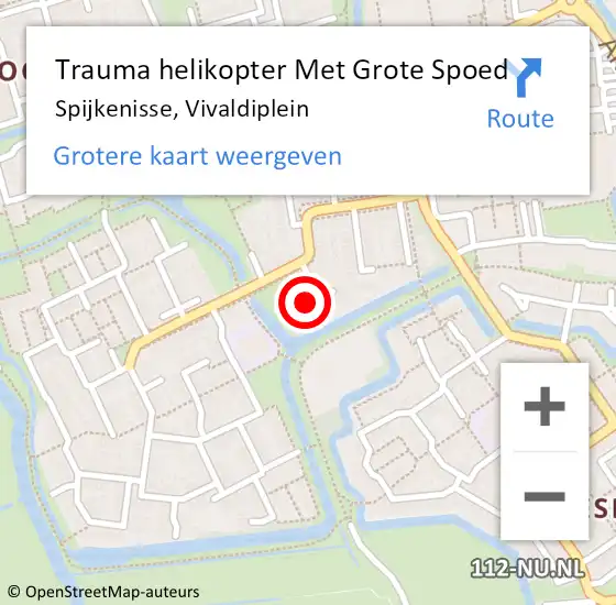 Locatie op kaart van de 112 melding: Trauma helikopter Met Grote Spoed Naar Spijkenisse, Vivaldiplein op 6 augustus 2024 06:50