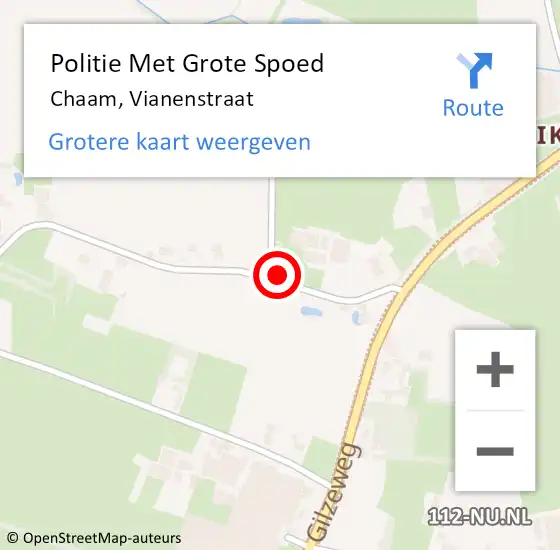 Locatie op kaart van de 112 melding: Politie Met Grote Spoed Naar Chaam, Vianenstraat op 6 augustus 2024 07:36