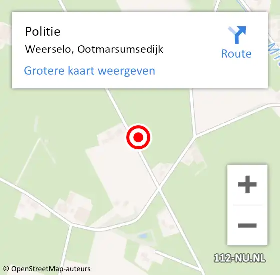 Locatie op kaart van de 112 melding: Politie Weerselo, Ootmarsumsedijk op 6 augustus 2024 08:14