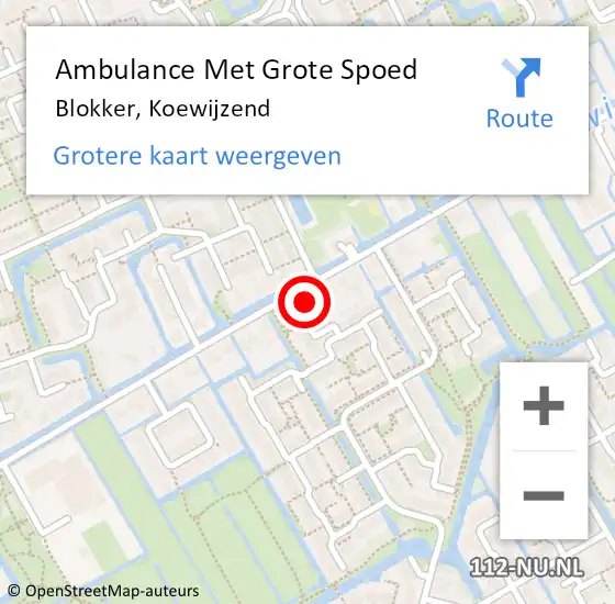 Locatie op kaart van de 112 melding: Ambulance Met Grote Spoed Naar Blokker, Koewijzend op 6 augustus 2024 08:18