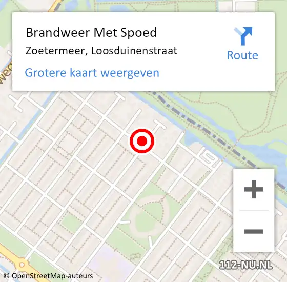 Locatie op kaart van de 112 melding: Brandweer Met Spoed Naar Zoetermeer, Loosduinenstraat op 6 augustus 2024 08:21