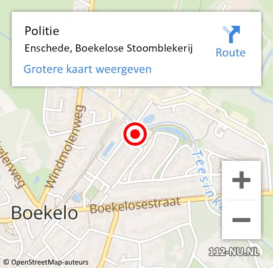 Locatie op kaart van de 112 melding: Politie Enschede, Boekelose Stoomblekerij op 6 augustus 2024 08:29