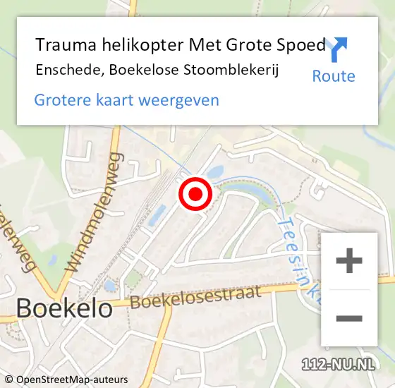 Locatie op kaart van de 112 melding: Trauma helikopter Met Grote Spoed Naar Enschede, Boekelose Stoomblekerij op 6 augustus 2024 08:34