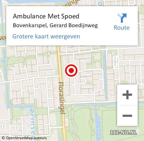 Locatie op kaart van de 112 melding: Ambulance Met Spoed Naar Bovenkarspel, Gerard Boedijnweg op 6 augustus 2024 08:38