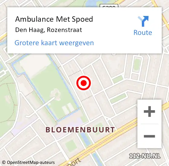 Locatie op kaart van de 112 melding: Ambulance Met Spoed Naar Den Haag, Rozenstraat op 6 augustus 2024 09:20