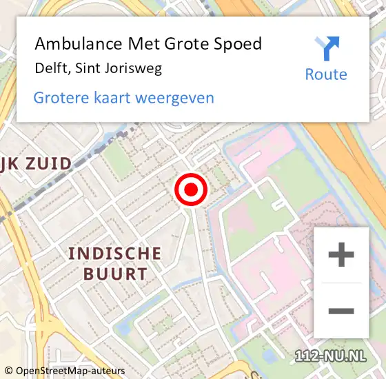 Locatie op kaart van de 112 melding: Ambulance Met Grote Spoed Naar Delft, Sint Jorisweg op 6 augustus 2024 09:29