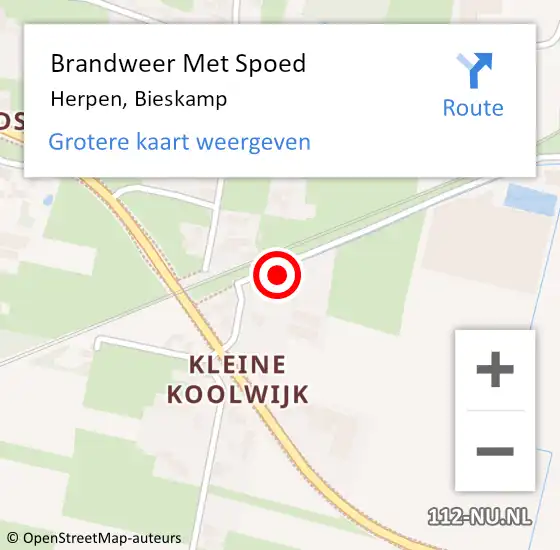 Locatie op kaart van de 112 melding: Brandweer Met Spoed Naar Herpen, Bieskamp op 6 augustus 2024 09:31