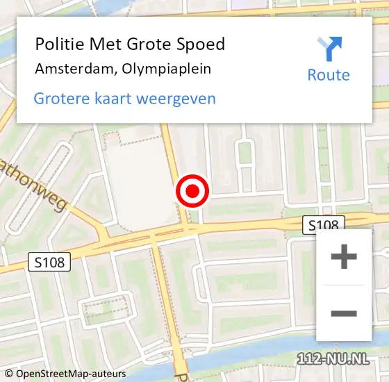 Locatie op kaart van de 112 melding: Politie Met Grote Spoed Naar Amsterdam, Olympiaplein op 6 augustus 2024 09:33