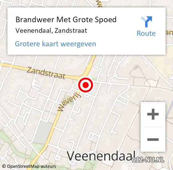 Locatie op kaart van de 112 melding: Brandweer Met Grote Spoed Naar Veenendaal, Zandstraat op 6 augustus 2024 09:46