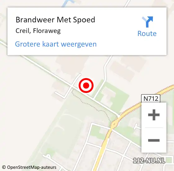 Locatie op kaart van de 112 melding: Brandweer Met Spoed Naar Creil, Floraweg op 6 augustus 2024 10:06